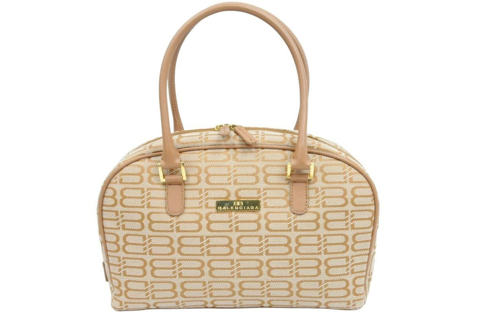 Balenciaga all over Handbag beige Boston bag Camel Brown